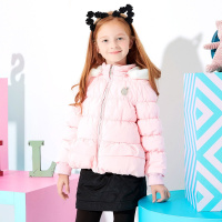 美特斯邦威童装女童精致甜美A型可脱卸帽梭织棉服外套295679