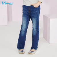moomoo童装女中童微喇叭牛仔裤