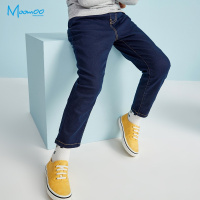 moomoo童装男中童简约仿牛仔长裤