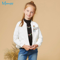 moomoo童装女中童肌理针织印花外套秋季中大童女外套