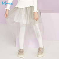 moomoo童装2018新款女童长款网纱半裙