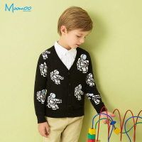 moomoo童装男童满身提花毛织开衫