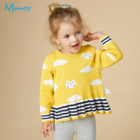 moomoo童装女幼童针织衫2018新品女宝宝小童套头衫秋装