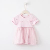 米喜迪mecity童装2018夏装新款女婴儿连衣裙短袖荷叶边宝宝裙