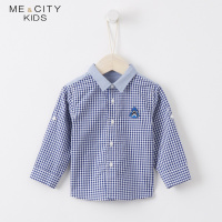 米喜迪童装婴儿衬衫纯棉格子2018新款1 3岁男宝宝长袖衣服