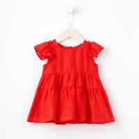 米喜迪童装2018夏装新款女童外层丝绵抽褶拼接短袖衬衫