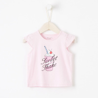 米喜迪童装2018夏新款女宝宝T恤短袖冰激凌印花小飞袖婴儿