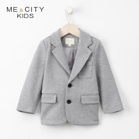 米喜迪mecity童装2018秋新款男童西服式针织开衫外套