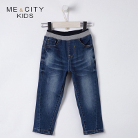 米喜迪mecity童装2018秋新款男童图案印花牛仔长裤