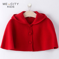 米喜迪mecity童装女宝宝秋装2018新款斗篷婴儿洋气毛织开衫