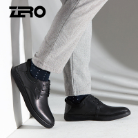Zero零度休闲鞋男 秋冬新款板鞋男软底真皮韩版系带休闲皮鞋男鞋