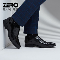 Zero零度皮鞋男系带秋冬新款尖头套脚英伦商务正装真皮男鞋结婚鞋