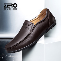 Zero零度休闲皮鞋男 套脚软面皮真皮乐福鞋男商务皮鞋豆豆鞋男鞋