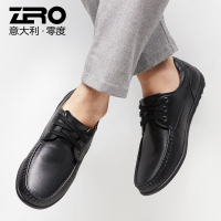 Zero零度休闲皮鞋男英伦软皮软底豆豆鞋男真皮潮流柔软透气男鞋