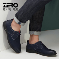 Zero零度男士皮鞋男鞋黑色真皮春季新款英伦时尚商务休闲鞋子