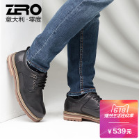Zero零度休闲皮鞋男秋冬新款男士韩版潮流系带鞋子真皮休闲鞋男鞋