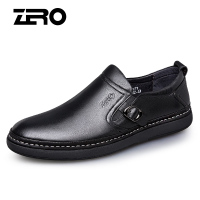 Zero零度休闲皮鞋秋季英伦潮流套脚真皮商务男士西装皮鞋男