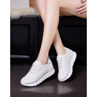 花花公子运动跑步鞋透气韩版松糕厚底内增高旅游白色休闲鞋女鞋