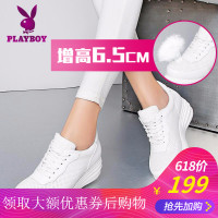花花公子2108新款内增高女鞋坡跟单鞋百搭鞋子运动休闲鞋女