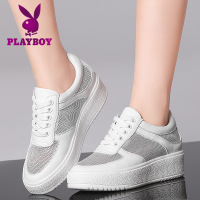 花花公子女鞋2018新款厚底网面运动休闲鞋女韩版内增高单鞋小白鞋女