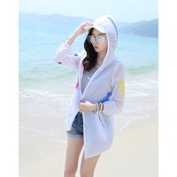 BA2韩版薄款外套沙滩防晒服 中长款涂鸦防紫外线 成人透气防晒衣