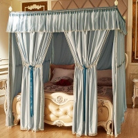 唛乐斯Mallas床幔 水洗真丝遮光防尘落地床缦 合金方顶支架不打墙 床上私密空间流苏边落地床缦 质感真丝便携式床缦