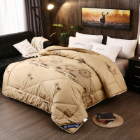 吉岳Giyou保暖透气细腻贴身手感柔软轻柔舒适印花驼毛恒温保暖冬被