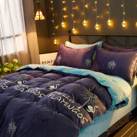 吉岳Giyou水晶绒柔软舒适透气防潮四件套 夏日风情活性印花 防静电不起球