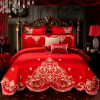 九氏JOESH婚庆四件套多件套 纯棉面料 中式绣花工艺 床单床盖可选婚庆床品