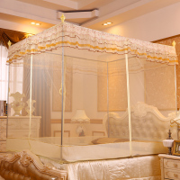 九氏JOESH坐床式蚊帐 超柔透气 精美花边 不锈钢支架 坐床拉链T型三开门内穿杆蚊帐