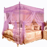 九氏JOESH落地宫廷式蚊帐 加密帐纱 双层立体蕾丝花边 不锈钢支架 三开门防蚊蚊帐