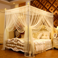 唛乐斯MALLAS宫廷式落地蚊帐 加密超柔帐纱 波浪裙帘 褶皱蕾丝花边 三开门防蚊蚊帐