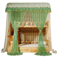 吉岳Giyou子母床拼色蚊帐 加大空间 加密帐纱 百褶蕾丝花边设计 单开门落地式蚊帐