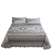 吉岳Giyou可水洗冰丝席三件套 高密度冰丝 精美提花席面 刺绣蕾丝花边设计冰丝席