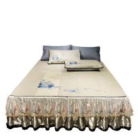 唛乐斯 MALLAS 数码印花藤席 刺绣图案 加高床裙款 可拆卸 藤席印花三件套 夏季床上用品防滑三件套