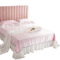 唛乐斯Mallas韩国水晶丝席三件套冰丝材质蕾丝镶边爽滑柔软可水洗机洗床裙高纱水晶丝席三件套