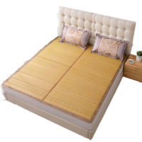 吉岳Giyou双面竹席清凉爽滑亲肤透气可对折可折叠水磨工艺反面竹丝正面冰丝加宽包边竹席