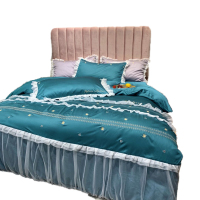 吉岳Giyou 60S网纱刺绣四件套面料密度高活性印染色彩亮丽不易掉色针脚细密四件套