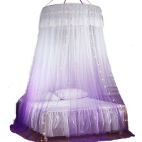 吉岳(Giyou)三开门渐变色吊顶圆顶50D 24眼超柔加密蚊帐