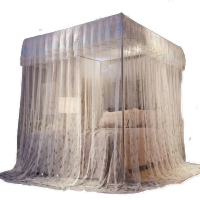 九氏(JOESH)宫廷落地蚊帐家用1.2米1.5m1.8m床纹账支架三开门公主风加密加厚