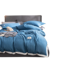 九氏Joesh水洗棉臻棉四件套 北欧简约风格 拼色贴布设计 环保活性印染 床单式四件套