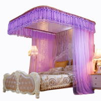 吉岳Giyou宫廷导轨蚊帐50D加密纱帐 水溶蕾丝花边 不锈钢钢管支架 宫廷三开门导轨蚊帐