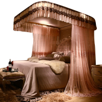 吉岳Giyou导轨印花蚊帐 细密帐纱 加密帐纱网眼 褶皱蕾丝花边设计 落地式宫廷导轨蚊帐