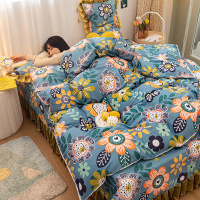唛乐斯Mallas多功能全棉绗缝床盖加厚床单绗缝被韩式花边床单床盖三件套四件套