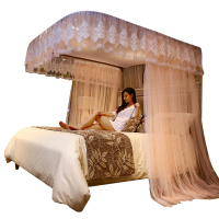 吉岳Giyou新款加厚加密帐纱蕾丝花边可选双导轨一体式导轨蚊帐