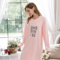 浅休睡衣女春夏长袖睡裙棉质家居服
