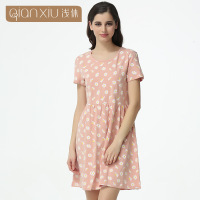 浅休新款时尚女士纯棉睡裙 女士小雏菊时尚印花家居服