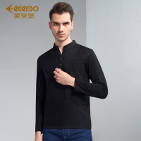 Edenbo/爱登堡2018春季新款长袖衬衫领T恤男青年修身长T休闲上衣