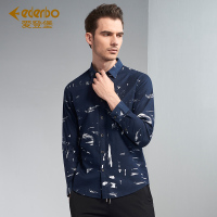 Edenbo/爱登堡男装春季新款长袖衬衫男时尚印花打底衫衬衣男上衣