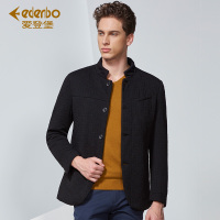 爱登堡男装2017秋冬新款羊毛呢子大衣男立领商务休闲中年男士外套